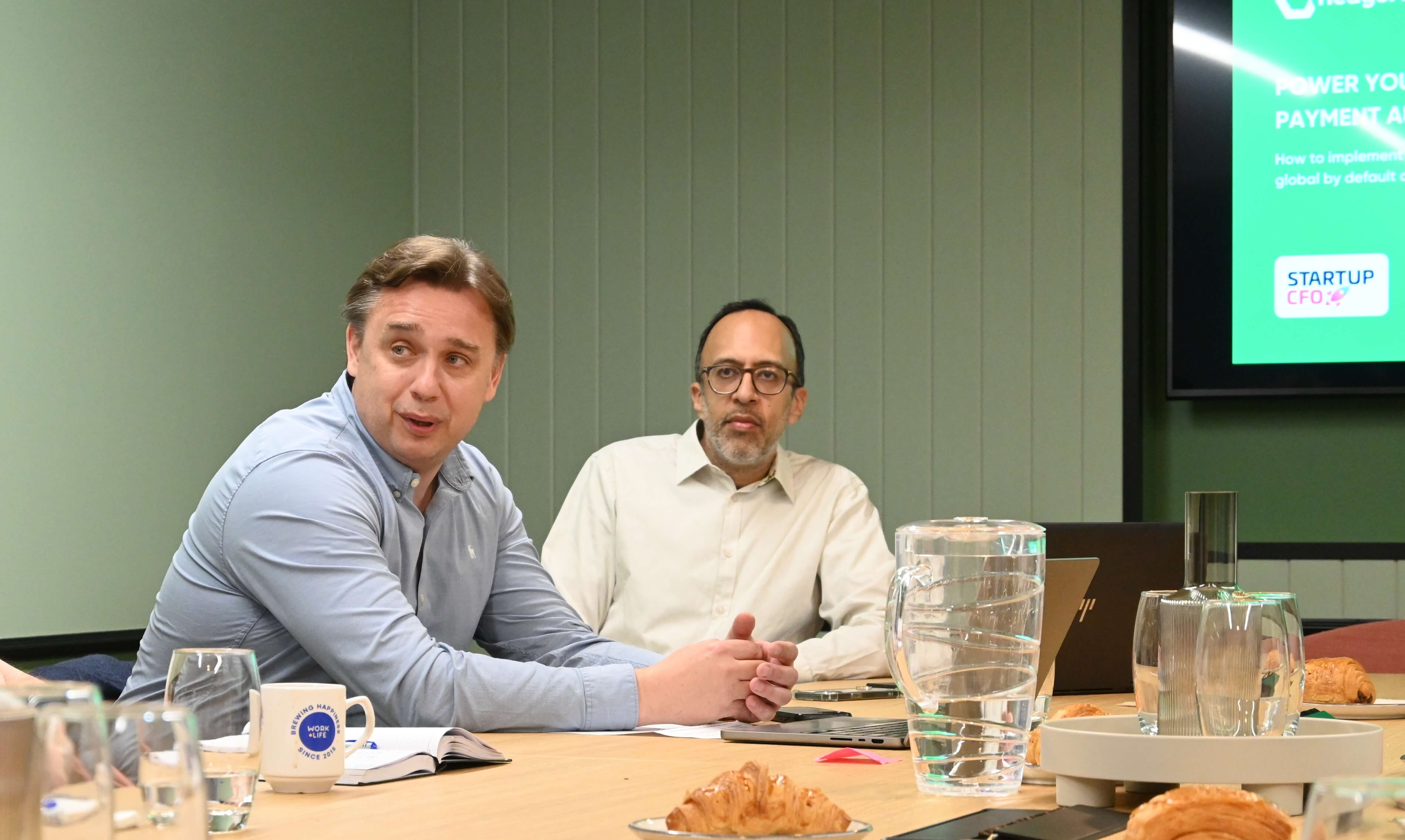 HedgeFlows treasury advisory team presenting at a client workshop