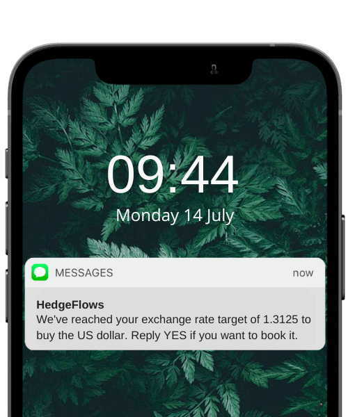HedgeFlows FX Alert on iPhone
